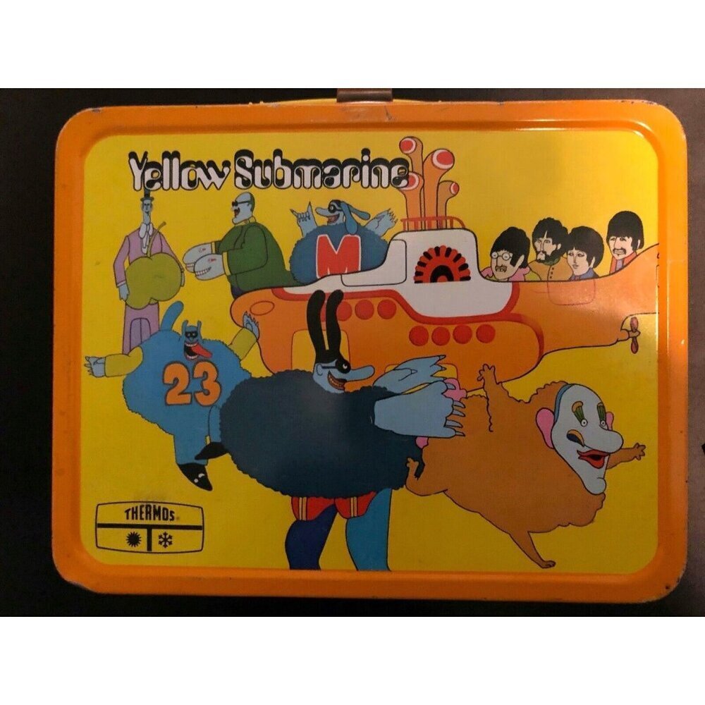 BEATLES Yellow Submarine 1968 Vintage Original Lunch Box Lunchbox With Thermos